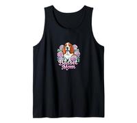 Basset Mamá Floral Perro Amante Ilustración Camiseta sin Mangas