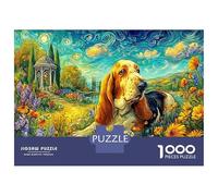 Basset Perro Jardín 1000 Pieza PuzzlesBÁguila Van Gogh Rompecabezas Coloridos Challenge Puzzle Adultos Y Niños +14 Años Colores Variados38x26cm/1000pcs