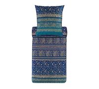Bassetti Brenta 9325857 - Juego de Cama y 2 Fundas de Almohada (100% algodón Satinado, 200 x 200 cm y 2 Fundas de Almohada, 80 x 80 cm), Color Azul