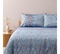 Bassetti Granfoulard - Juego completo de funda nórdica para cama de matrimonio, de raso de puro algodón, saco maxi + sábana bajera con esquinas + 2 fundas de almohada Isolabella C1