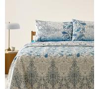 Bassetti Granfoulard - Juego de sábanas para cama de matrimonio de puro algodón, sábana encimera + sábana bajera con esquinas maxi + 2 fundas de almohada (Monnalisa celeste)
