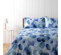 Bassetti, Juego de funda nórdica para cama de matrimonio, colección Stray Dot, 100% algodón, celeste a lunares
