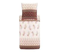 Bassetti Juego de Ropa de Cama Oristano 41 de algodón satén mako en Color Beige, 2 Piezas con Cremallera, tamaño: 155 x 220 cm, 80 x 80 cm, 9323446