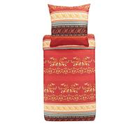 Bassetti Juego de Ropa de Cama Orosei R1 de algodón satén mako en Color Rojo, 2 Piezas con Cremallera, tamaño: 135 x 200 cm, 80 x 80 cm, 9323452