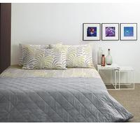 Bassetti Juego de sábanas para cama de matrimonio, 100% algodón suave (Tropical gris lima)