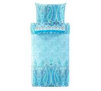 Bassetti MERGELLINA 9327404 - Juego de Cama y 1 Funda de Almohada (100% satén de algodón, 155 x 220 cm), Color Azul océano