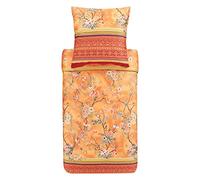 Bassetti Pallanza O1 9323954 - Juego de Ropa de Cama (algodón mako satén, 2 Piezas, con Cremallera, 200 x 200 cm, 80 x 80 cm), Color Naranja