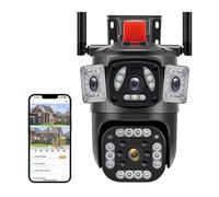 BASSFLY 6MP Three Lens PTZ IP Camera with Three Screen Auto Tracking Ai Human Detection Wireless Security CCTV Surveillance Cameras(6MP Camera Add 128G)