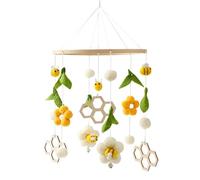Bassinet Crib Mobile - Primme Qualiity Plush, Cute Smmooth Surrface Hangable Toys, Visual Cognitive Wood Stroller Decor, Bee Flower Designs Durrable Impactt - For Todler Babby Nursery Bedroom