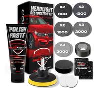 BASSMOTOR Pulir Faros Coche ITV - Kit Completo - Kit Pulir Faros - Pulido Faros - Pulidora de Faros - Headlight Polishing Kit - Restauracion Faros - Barniz Faros - Polimero Liquido