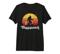 Bassquatch! Funny Bigfoot Fishing Outdoor Retro Camiseta Premium
