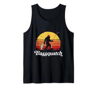 Bassquatch! Funny Bigfoot Fishing Outdoor Retro Camiseta sin Mangas