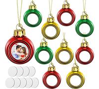 Bassulouda 9 piezas sublimación bola de navidad adornos árbol de navidad irrompibles para decoración de fiesta de bodas de vacaciones, 1,6 pulgadas
