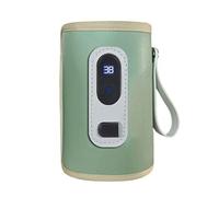 Bassulouda - Calentador de leche USB cochecito de viaje, bolsa isotérmica con pantalla digital, calentador de biberón de lactancia para invierno al aire libre -verde