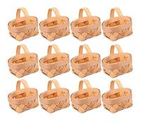 Bassulouda Mini Cestas de Viruta de Madera de 12 Piezas Adornos de Cestas Tejidas Manuales Caja de Almacenamiento de Dulces