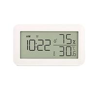 Bassulouda TermóMetro HigróMetro Interior con Reloj Despertador, TermóMetro Digital LCD, para HabitacióN, SalóN, (Blanco)