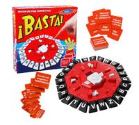 ¡BASTA! Juego de Mesa en Español, 2 Modos de Juego, Diseño Octogonal con 24 Letras, Juego de Palabras, Incluye 35 Cartas con 140 Categorías, Ideal para Niños y Adultos (Rojo y Negro)