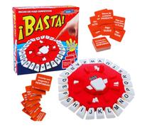 ¡BASTA! Juego de Mesa en Español, 2 Modos de Juego, Diseño Octogonal con 24 Letras, Juego de Palabras, Incluye 35 Cartas con 140 Categorías, Ideal para Niños y Adultos (Rojo y Blanco)