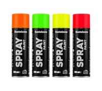 Bastelzone Kit de pintura en aerosol de 6 colores de 200 ml para madera, piedra, metal, cristal, color negro, blanco, azul, verde, rojo, amarillo (4 colores de neón)