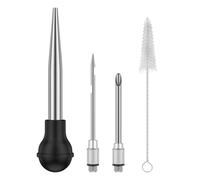 Baster de pavo for cocinar, jeringa de acero inoxidable con cepillo, inyector de adobo de carne, parrilla for barbacoa, herramientas de cocina for hornear(4pcs black)