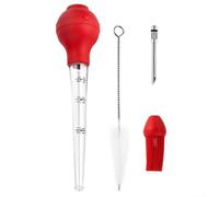 Baster de silicona para pavo con 2 cepillos, pequeña bombilla de plástico para asar pollo y pastelería, herramienta de cocina apta para lavavajillas