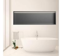 Bastidor de ducha de acero inoxidable con iluminación LED - Estante de pared empotrado para baño (Grigio, 92 cm)
