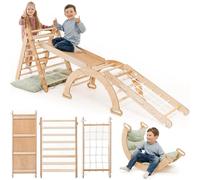 Bastidor de escalada para interiores 5 en 1 extragrande para niños pequeños - escalera triangular, arco de escalada, rampa de escalada y red y cojín, marco de escalada Montessori, para niños de 1 a 5
