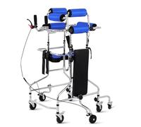 Bastidor de pie de rehabilitación hemipléjica, andadores andadores, andadores plegables y verticales rodantes con soporte para antebrazos y asiento y frenos de cuero, ajuste de altura en 10