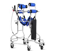 Bastidor de pie de rehabilitación hemipléjica, andadores andadores, andadores plegables y verticales rodantes con soporte para antebrazos y asiento y frenos de cuero, ajuste de altura en 10