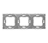 Bastidor modular de 3 elementos con sistema de instalación fácil, compatible con serie estándar, ideal para montaje eléctrico.