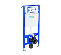 Roca A890070020 Duplo WC One-Bastidor con Cisterna compacta empotrable de Doble Descarga para Inodoro suspendido. Codo de 90 ø / 110 ø, Acero, Azúl