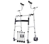 Bastidor para caminar Andador Ancianos Bastón Apoyabrazos Caminar Ayuda a Caminar Carrito de Rehabilitación Entrenamiento de Punto Alto Soporte de 7 niveles Ajuste de Altura 4 Rondas Nocushion