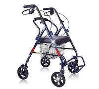 Bastidor para Caminar Andador Plegable Andador de Ancianos Freno de Mano Taburete de bastón Silla de Ruedas Hombre Mayor Asiento de Rueda de Compras Bastón Antideslizante con ayudas Hospital