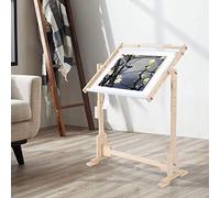 Bastidor Punto de Cruz Bastidor de Pie 9 CT, Soporte de Piso de Punto de Cruz Ajustable Bastidor de Pie de bordar Punto de Cruz de Madera Soporte Bordado Pintura Sobre Seda 50cm