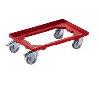 eurokraft basic Bastidor rodante de 600 x 400 mm, 4 ruedas de maniobra, 2 de ellas con inmovilizador, rojo