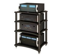 Bastidores de Alta fidelidad de Madera de 24 Pulgadas, gabinete estéreo para Equipos de Audio, Soporte de Medios AV para Amplificador, Tocadiscos, Receptor, Altavoz, gabinete de com Black 85cm/33.4in