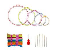 Bastidores para Bordar de Plástico, Multicolor, (11, 15, 19, 22, 26cm), Marcos de Punto de Cruz, Marco de Bordado, Herramientas de Bordado, Manualidades, Costura a Mano, Con Accesorios (Kit 9)