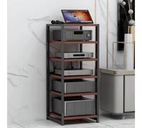 Bastidores para medios Av, bastidores de audio/vídeo estéreo de 3/4/5/6 niveles, gabinetes para reproductores de CD, soportes para consolas de videojuegos, adecuados para el hogar/ofici Teak 6 layers