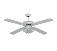 Bastilipo - Alicante blanco, Ventilador de Techo para 3 Bombillas E27, 60 W, Blanco, 132 x 47 cm, Palas de MDF, 5681