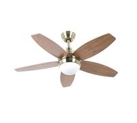 Bastilipo BALI CUERO LED Ventilador de Techo con Luz LED, 107cm, 60W, Blanco, 3 Velocidades, Temporizador