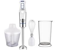 Bastilipo - Batidora de brazo con accesorios de 1200W, 4 cuchillas de acero, color blanco/acero, TURBOMIX-1200ACC