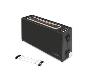 Bastilipo - Firefox - AN900 - Tostador negro - Ranura larga para 2 rebanadas de 900W - función descongelar - Bandeja recogemigas