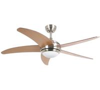 Bastilipo - Ventilador Techo Con Mando A Distancia, 132cm, 60w, Malibú Niquel 3 Led