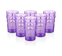 Bastilipo PRISMA - Prisma - PACK 6 UNIDADES VASO 400 ML. MOD. FLOR DE LIS COLOR MORADO. Vaso de policarbonato tamaño mediano
