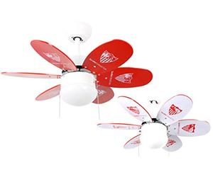 Bastilipo - Sevilla FC - Ventilador de techo con palas reversibles BLANCAS Y ROJAS. Oficial del Sevilla Fútbol Club
