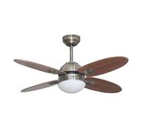 Bastilipo - Ventilador techo bronce envejecido con mando a distancia, diámetro 105 cm, Bermeo Cuero