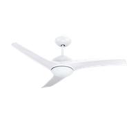 Vera Blanco LED, Ventilador de techo con luz LED, mando a distancia de 132cm con mando a distancia, proteccion IP54, apto para exteriores.