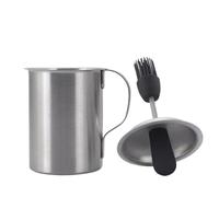 Basting Pot - Stainless Steel BBQ Sauce Container, Multifunctional Grill Brush Holder with Heat Resistant Silicone Bristle Design, Free Marinating Function, Ideal for Barbecue Roasting