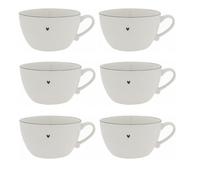 Bastion Collections Juego de 6 tazas pequeñas con corazón negro, diámetro de 13 cm