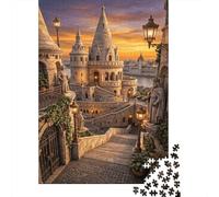 Bastión Pescador Budapest Crepúsculo Rompecabezas Premium 1000 Piezas Cartón Antistrés Adultos, Entretenimiento Familiar, Regalo Ideal para Hobbyistas 52x38cm/1000pcs